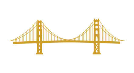 Simple golden gate bridge illustration against a stark white background