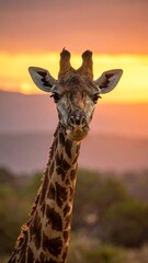 Fototapeta premium Giraffe at sunset (1)