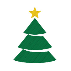 illustration christmas tree icon with oil painting style