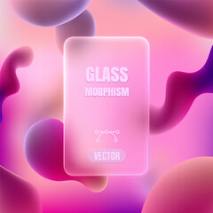 Vector illustration. Pink violet glass morphism effect banner.
