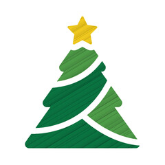 illustration christmas tree icon with oil painting style