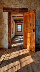 Obraz premium Open doorway, sunlit room
