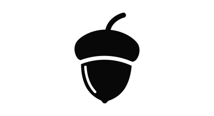 Simple black and white illustration of a single acorn with its cap