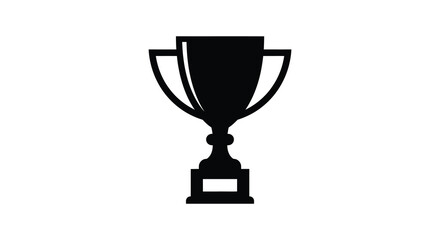 A simple black silhouette of a classic trophy on a white background