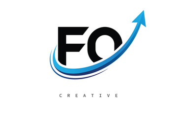 FO Letter Logo with Dynamic Arrow Swoosh – Modern Business Branding, Growth, Progress & Innovation Symbol
