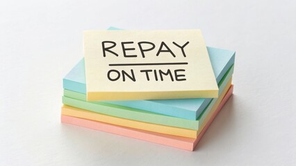 Reminder for Financial Responsibility with Sticky Note on Colorful Background Emphasizing Timely Repayment of Loans