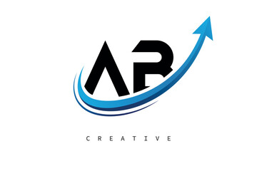 AB Letter Logo with Dynamic Arrow Swoosh – Modern Business Branding, Growth, Progress & Innovation Symbol