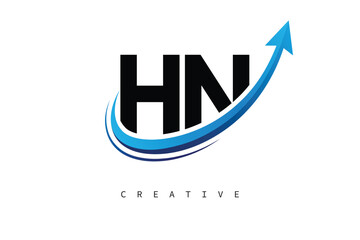 HN Letter Logo with Dynamic Arrow Swoosh – Modern Business Branding, Growth, Progress & Innovation Symbol
