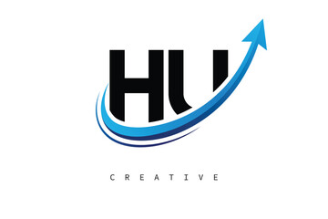 HU Letter Logo with Dynamic Arrow Swoosh – Modern Business Branding, Growth, Progress & Innovation Symbol