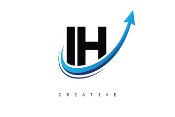 IH Letter Logo with Dynamic Arrow Swoosh – Modern Business Branding, Growth, Progress & Innovation Symbol
