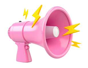 Pink megaphone with cartoon lightning