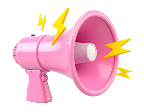 Pink megaphone with cartoon lightning
