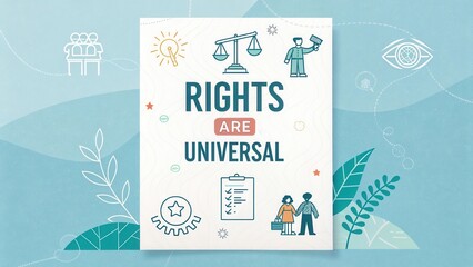 Naklejka premium Rights Are Universal Concept Illustrating Equality, Justice, Human Rights, and Community Engagement with Creative Graphics