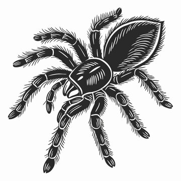black spider drawing on white background clip art preview