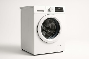 Clean Contemporary White Automatic Front Load Washing Machine Appliance Isolated
