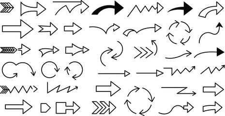 Black Hand Drawn Arrow Collection Various Shapes and Styles direction symbol