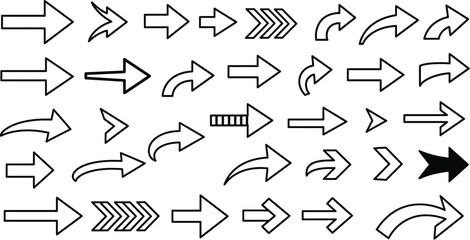 Collection of Black and White Arrow Icons and Symbols direction navigation
