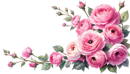Elegant floral corner design with soft pink roses