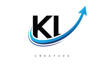 KL Letter Logo with Dynamic Arrow Swoosh – Modern Business Branding, Growth, Progress & Innovation Symbol