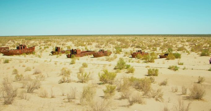 Aral Sea desert Sea Ships remains at Muynak Karakalpak Uzbekistan Soviet era 4 of 50