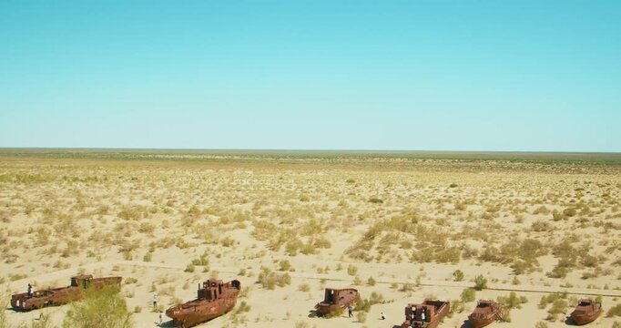 Aral Sea desert Sea Ships remains at Muynak Karakalpak Uzbekistan Soviet era 1 of 50