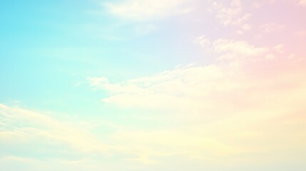 Abstract Pastel Rainbow Blurred Background with Light Blue Sky Gradient, Soft Dreamy Color Blend