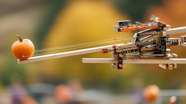 High-Tech Precision Slingshot Ready to Launch Pumpkin at Punkin Chunkin World Championship Autumn Harvest Event