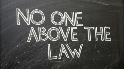 Thought-Provoking Chalkboard Message on Justice and Equality in Society — No One Above the Law in Bold Letters