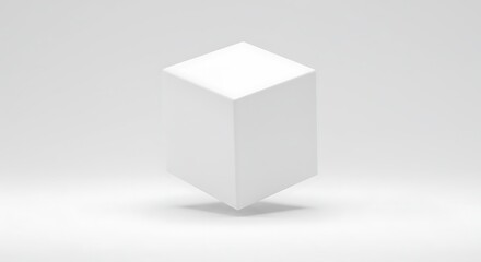 Fototapeta premium Modern White Cube Floating on a Gray Background with Conceptual Design.