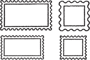 Wavy Postage Stamp Frames – Hand Drawn Border Collection