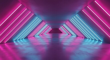 Neon Tunnel, Vibrant Colors, Futuristic Corridor.
