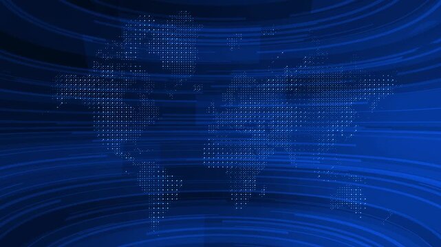 Loopable blue digital abstract world map - global data visualization, news and technology, international business and communication - Powered by Adobe