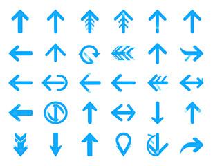 Collection of blue directional arrows