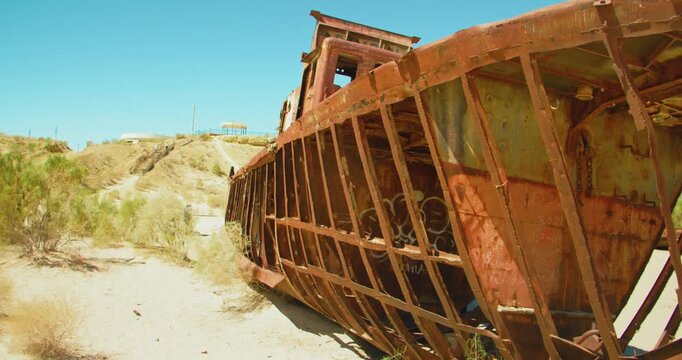 Aral Sea desert Sea Ships remains at Muynak Karakalpak Uzbekistan Soviet era 15 of 50