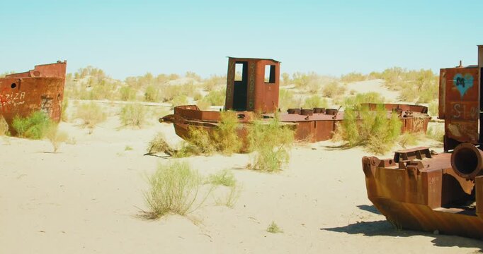 Aral Sea desert Sea Ships remains at Muynak Karakalpak Uzbekistan Soviet era 7 of 50