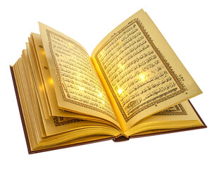 Obraz premium Open Golden Quran with Glowing Pages