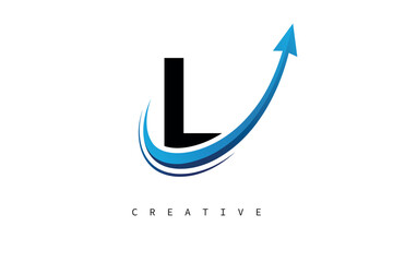 L Letter Logo with Dynamic Arrow Swoosh – Modern Business Branding, Growth, Progress & Innovation Symbol