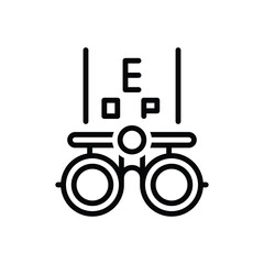 Black line icon for eye exam