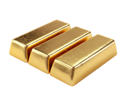 Three gold bars stacked (3)