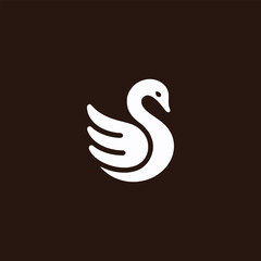 Elegant Swan Silhouette Emblem on Dark Background