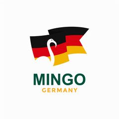 flamingo and Germany flag in negative space logo