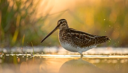 Bird by water at sunrise