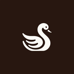 Graceful Swan Logo Vector Illustration in Minimalist Style