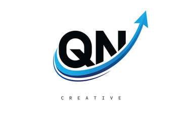 QN Letter Logo with Dynamic Arrow Swoosh – Modern Business Branding, Growth, Progress & Innovation Symbol