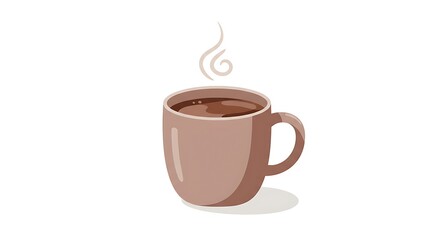 Steaming Coffee Mug Illustration Cozy Warm Beverage on White Background.