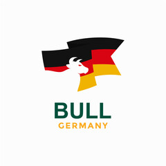 bull and Germany flag in negative space logo