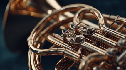 Intricate Brass Details: A Close-Up of a Gleaming Euphonium Instrument