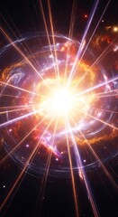 Naklejka premium Cosmic Radiance: An abstract representation of energy bursting forth in outer space