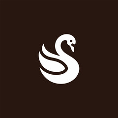 Elegant Swan Silhouette Vector Logo Design