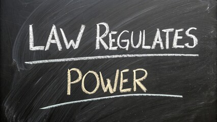 Fototapeta premium Law Regulation Concept with Chalkboard Visual of Power and Governance Displaying Authority through Legal Framework